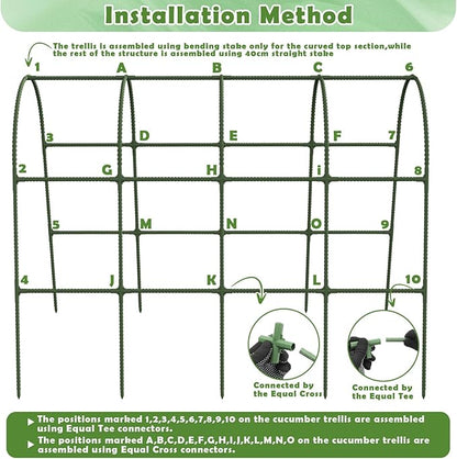 Cucumber Trellis for Raised Bed, Large Size Garden Arch Trellis for Climbing Plants Outdoor, Metal Garden Trellis for Spring Vegetables, Cucumber Trelli for Tomato, Bean, Pea, Grape, Plant