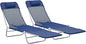 Outsunny 2 Piece Folding Chaise Lounge Chairs, Pool Sun Tanning Chairs with Reclining Back, Breathable Mesh Seat, Headrest for Beach, Yard, Patio, Dark Blue