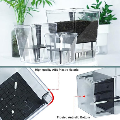 Self Watering Pots Set, 3 Pack 5 Inch for Indoor Plants, Clear Nursery Planter With Deep Reservoir for Spider Plant, Orchid, African Violet