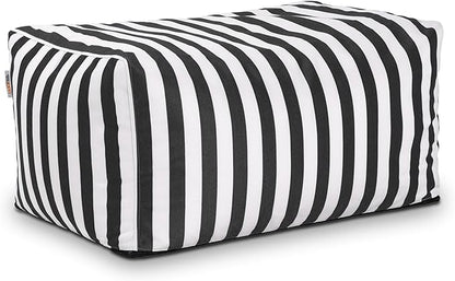 Jaxx Leon Outdoor Bean Bag Ottoman, Black & White Stripes