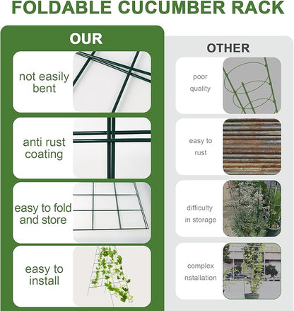 Cucumber Trellis for Raised Bed, Garden Trellis for Climbing Plants Outdoor with Climbing Net and Plant Support Clip for Cucumber, Vegetable, Flowers (18" W x 46" H-2pack)