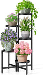 Tall Plant Stand Indoor Outdoor, Corner Metal Flower Pot Stands for Multiple Plants, 5 Tier Heavy Duty Plant Shelf for Patio Garden Balcony Living Room Bedroom - BlackDisk