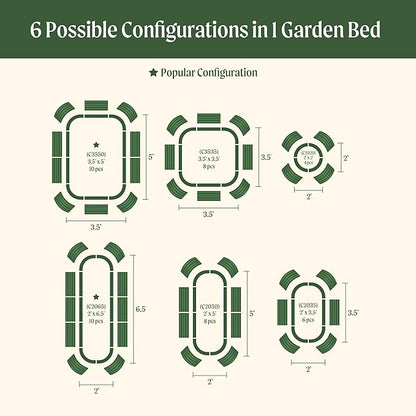 32" Extra Tall Raised Garden Bed Kits, 3.5 x 5 x 2.7ft Raised Planter Box Outdoor, 2 x 6.5 x 2.7ft Deep Root 6 in 1 Modular Metal Raised Beds for Gardening Vegetables Flowers Fruits - Olive Green