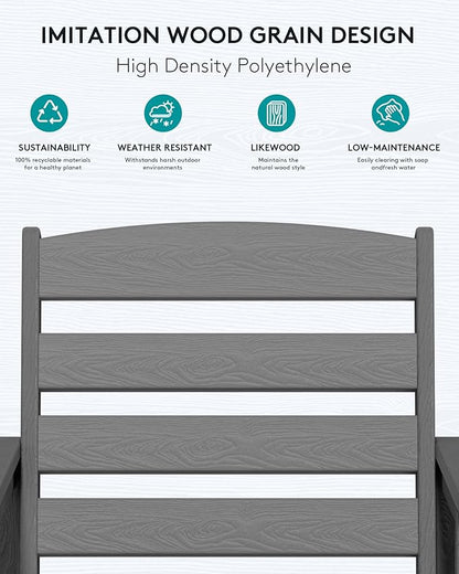 SERWALL 4 Pieces Outdoor Patio Bar Set with 9ft Umbrella, Outdoor HDPE Barstool and Table Furniture Set with Patio Umbrella, Gray