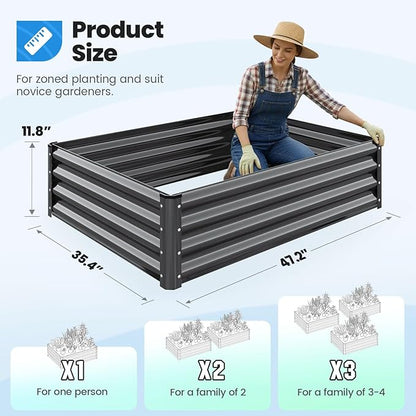 Quictent Galvanized Raised Garden Bed 4x3x1 Ft Metal Planter Box for Vegetables Bottomless for Backyard Dark Grey 2PCS