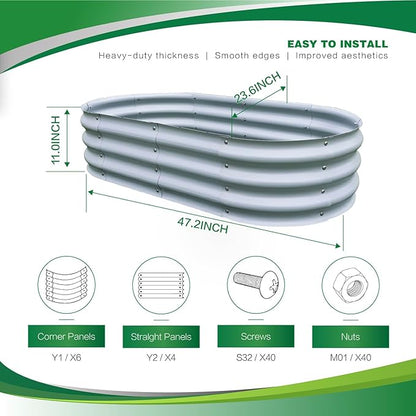 Gardmax 2 Pack Galvanized Raised Garden Bed, Lightweight Planter Boxes Outdoor with Easy Assembly, Large Garden Bed for Vegetables, Fruits, Flower Silver