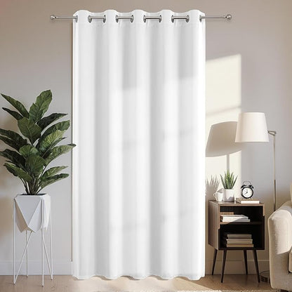 Joydeco Blackout Patio Sliding Door Curtains 90 Inches Long, Grommet Privacy Room Divider Curtains, Extra Wide Thermal Blackout Drapes for Bedroom Living Room (Pure White, 70Wx90L, 1 Panel)