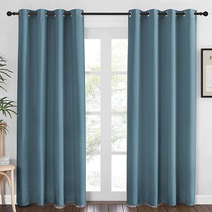 NICETOWN Blackout Curtains 84 Inch Length, Thermal Insulated Room Darkening Drapes Grommet Window Covering for Living Room Bedroom (W52 x L84 Inch, 1 Panel, Smoky Blue)
