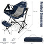 Camping Chair, Navy, Adjustable Back and Retractable Footrest