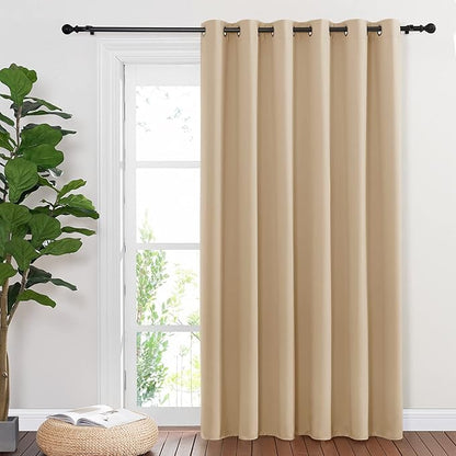 NICETOWN Sliding Door Blinds Window Treatment, Blackout Patio Door Curtain Panels, Privacy Thermal Drapes for Department (Biscotti Beige, W80 x L84)