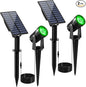 Green Solar Spot Lights Outdoor, 2 Pack Solar Landscape Spotlights IP65 Waterproof 9.8ft Cable, Auto On/Off Outdoor Wall Lights for Garden Yard Driveway Porch Walkway Pool (1-in-1)