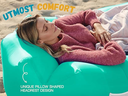 WEKAPO Inflatable Couch Air Lounger Chair - Camping & Beach Accessories, Portable Blow up Sofa for Hiking, Lawn, Indoor/Outdoor Movies & Music Festivals. Lightweight and Easy to Set Up Air Hammock