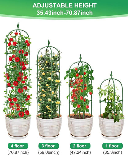 Garden Trellis for Climbing Plants Outdoor & Indoor - 6Ft Tall Rustproof Plant Support Cage for Vines, Flowers, Vegetables, Roses | Heavy-Duty, Adjustable & Decorative (3)
