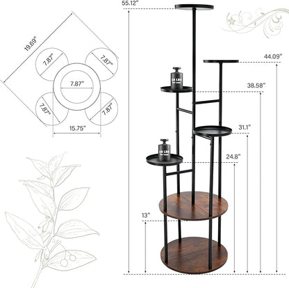 TC-HOMENY Plant Stand Indoor with Grow Lights, 7 Tiered Metal Plant Shelf, 55" Tall Plant Stand for Indoor Plants Multiple, Large Plant Rack Display Shelves, Corner Plant Holder for Living Room, Patio