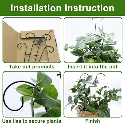 Coomin 14.5 Butterfly Indoor Plant Trellis for Potted Plants, Small Metal House Plant Trellis for Climbing Plants, Climber Plant Support for Hoya Pothos Ivy, 2p