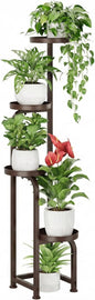 Bamworld Corner Plant Stand Indoor Outdoor, Tall Metal Flower Pot Stands for Multiple Plants, 4 Tier Brown Heavy Duty Plant Shelf for Patio Garden Balcony Living Room Bedroom(Patent Design)