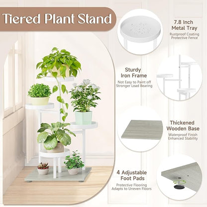 iDavosic.ly 4 Tier Plant Stand Indoor, Tiered Corner Flower Holder Shelf Outdoor, Metal Tall Orchid Display Rack for Patio Porch Garden Balcony Office Living Room, Space Saving, White