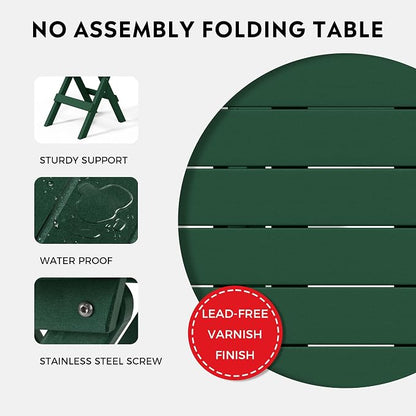 Costaelm Paradise HDPE Outdoor 24.5 Inch Round Portable Folding Patio Dining - Image 7