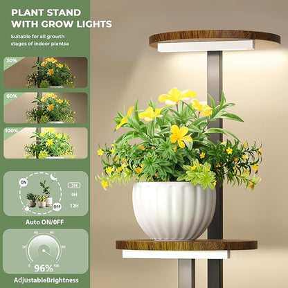Corner Plant Stand with Grow Lights, 7 Tiered Plant Shelf Indoor, 43" Corner Plant Stands for Indoor Plants, Metal Plant Flower Display Shelves, Plant Organizer Rack for Living Room, Balcony, Home Decor（Round)