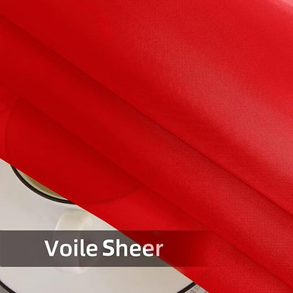 SpaceDresser Waterproof Outdoor Sheer Curtains for Patio - 2 Panels Rod Pocket Indoor Voile Sheer Curtain for Living Room,52W x 108L inch, Red