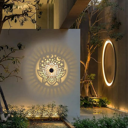2 Pack Solar Fence Lights Metal Solar Powered Outdoor Wall Deck Lights Lotus Theme Waterproof Fence Light for Garden Post Patio Backyard Yard Decor (Lotus, 2 Pack)