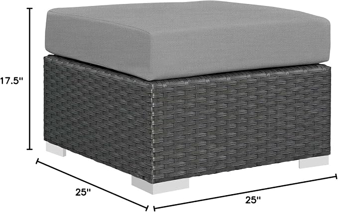 Patio Ottoman with Aluminum Frame and Sunbrella Cushion, Canvas Gray