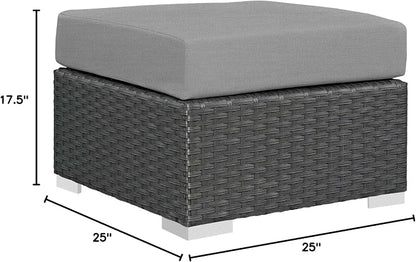 Patio Ottoman with Aluminum Frame and Sunbrella Cushion, Canvas Gray
