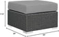 Patio Ottoman with Aluminum Frame and Sunbrella Cushion, Canvas Gray