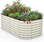 Kesfitt Raised Garden Bed Outdoor, Galvanized Steel Metal Raised Bed Planter for Vegetables, 24-Inch Deep Open Bottom Backyard Garden Bed 6x3x2 ft, Pearl White