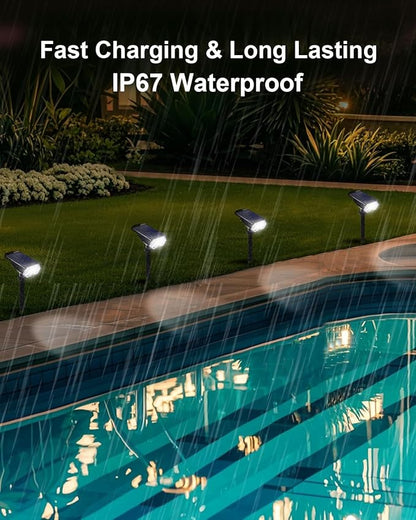 2 Pack Solar Powered Outdoor Spot Lights Outside Waterproof 20 LEDs Landscape Spotlights Dusk to Dawn for House Yard Tree, Plants, Walls, Path, Garden, Statues, Superior Accent Uplighting Cool White