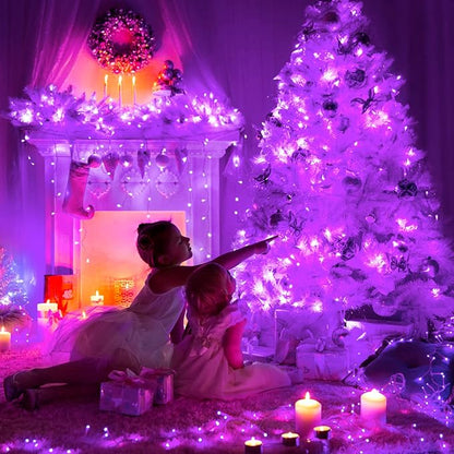 String Lights, 168 ft Purple 600 LED Outdoor with Remote