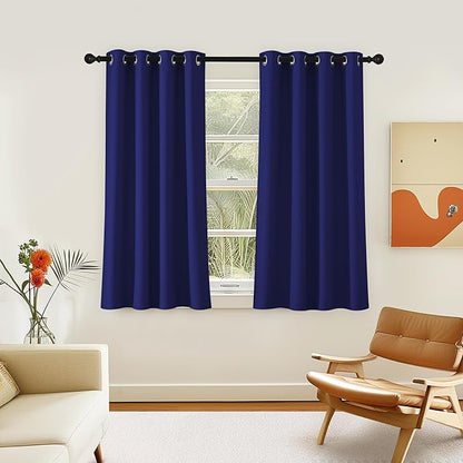 NICETOWN Room Darkening Short Curtain 54 inches Long for Living Room, Grommet Sound Reducing Thermal Insulated Curtains for Bedroom Nursery Window, 46W x 54L, 1 Piece, Navy Blue