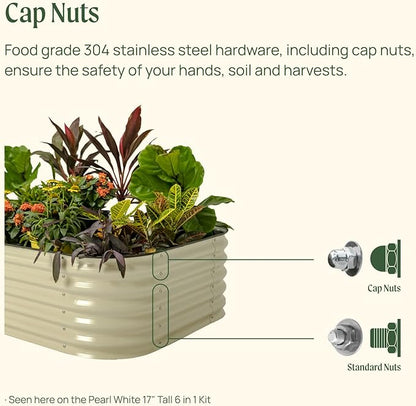 Vego garden 17" Tall 42" Round Raised Garden Bed Metal Raised Bed Planter Box for Vegetables Flowers Patio, Modern Gray