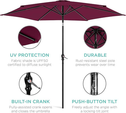 Best Choice Products 10ft Outdoor Table Compatible Steel Polyester Market Patio Umbrella w/Crank and Easy Push Button Tilt