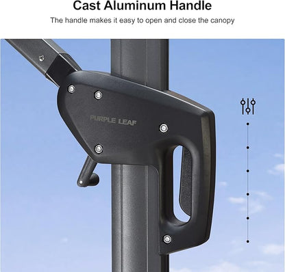 PURPLE LEAF 9 Feet Patio Umbrella with Base Outdoor Cantilever Square Umbrella Aluminum Offset Umbrella with 360-degree Rotation for Garden Deck Pool Patio, Grey