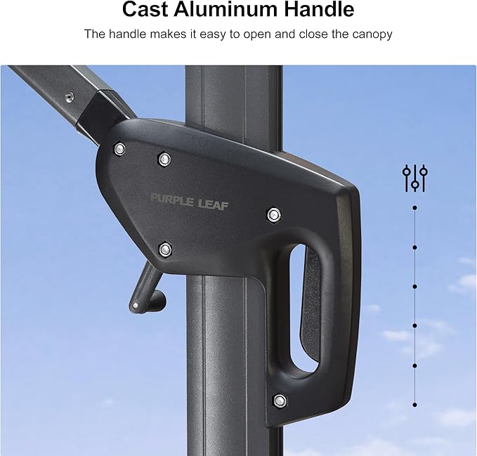 PURPLE LEAF 9 Feet Patio Umbrella with Base Outdoor Cantilever Square Umbrella Aluminum Offset Umbrella with 360-degree Rotation for Garden Deck Pool Patio Light Grey