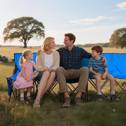 VEVOR Portable Folding Bench, 8 Seat Foldable Soccer Bench with Side Pockets and Carrying Bag, Lightweight Sideline Seating with Back Rest for Football, Baseball, Camping, Outdoor Events, Blue