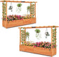 Giantex 2 Pcs Raised Garden Bed with Trellis & Hanging Roof, Wood Planter Box with Bottom & Drainage Holes, Freestanding Garden Planter for Flower Fruit Vegetable Herb Climbing Vine (77"x14.5"x45")