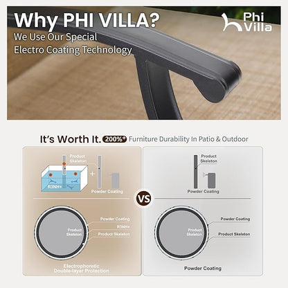 PHI VILLA Outdoor Swivel Bar Stools Set of 2, Bar Height Patio Chairs 30" Seat Height with All-Weather Brown Textilene Fabric, Tall Patio Chairs Furniture for Outside, Deck, Yard and Garden