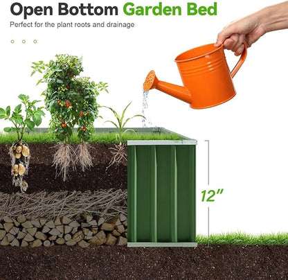 KING BIRD Raised Garden Bed 68" x 36" x 12" (2 Packs) Galvanized Steel Metal Outdoor Planter Kit Box for Vegetables, Flowers, Fruits, and Herbs Green