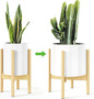 MUDEELA Plant Stand for Indoor Plants: Adjustable Width Fits 8-12 Inch Pots - Mid Century Modern Bamboo Plant Stand - 14.5 Inch Single Tier Small Floor Plant Holder, Natural, 1 Pack (Without Pot)