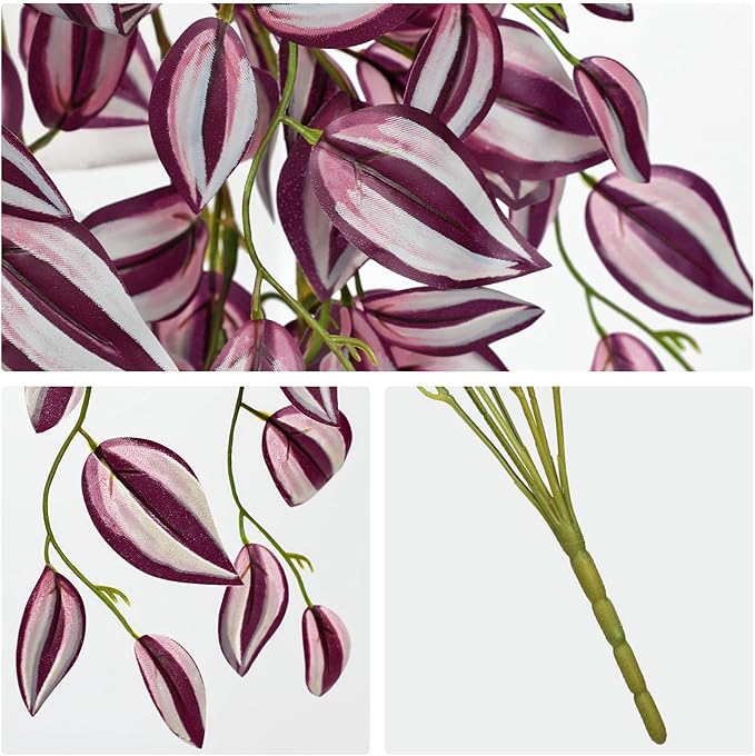 Artificial Wandering Jew Hanging Plants, 5 Pack, 22-Inch PVC Faux Greenery