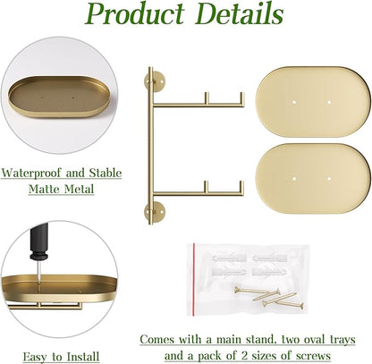 Window Rotating Plant Stand Shelf Indoor Gold Metal Floating Shelves 2-Tier Wall Mount Plant hanger Holders for Wall Planter Modern Home Decor window sill gifts