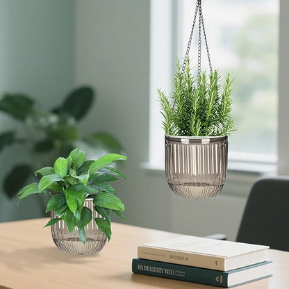 Self Watering Planters for Indoor Plants & Outdoor Plants Hanging Basket for Plants Modern Air Plant Pots with Drainage, Adjustable Hooks for Home, Balcony, Garden Décor Grey
