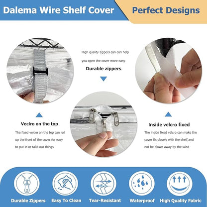 Waterproof Shelf Cover,Durable Dustproof Storage Wire Rack Covers,Outdoor Shelving Covers for Wire Shelves with Zipper 48''x24''x72'',Clear