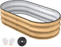 4x2x1FT Galvanized Raised Garden Beds,Raised Garden Bed with Safety Edging and Gloves,Oval Metal Planter Box for Gardening Vegetables Flowers Herb-Natural Oak