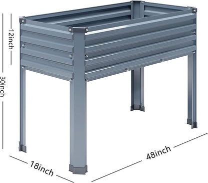 Galvanized Raised Garden Bed with Legs,2PCS 48×18×30in Elevated Planter Box for Backyard,Outdoor Garden, Patio, Balcony, 300lb Capacity,Grey