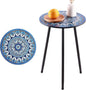 Party Zealot 1 Pack Metal Mosaic Round Side Table 13.4" Small End Table for Patio Round Accent Garden Corner Stand for Small Spaces Weather-Resistant for Balcony Plant Stand Indoor Outdoor
