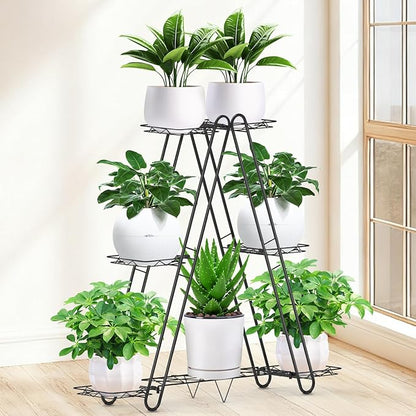 Heavy Duty Metal Plant Stand, Indoor Outdoor Plant Shelf & Rack - 3 Tiers 7 Pots, Plant Holder for Plants/Flowers/Planters, for Living Room Home Corner Patio & Garden