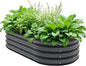 Galvanized Metal Raised Garden Bed Kit for Lightweight Planter Boxes Outdoor with Easy Assembly,4x2x1ft Oval Large Galvanized Gardening Raised Bed for Vegetables, Fruits, Flower,Black
